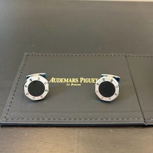 Audemars Piguet Silver and Black Round Cufflinks